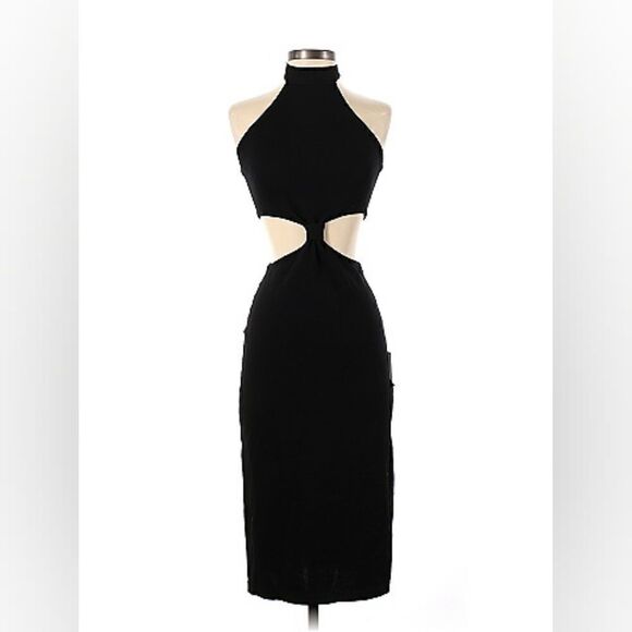 NWT🏷️✨Lulu's Lush for Life Black Cutout Halter Knit Midi Dress Size Medium - Picture 6 of 9